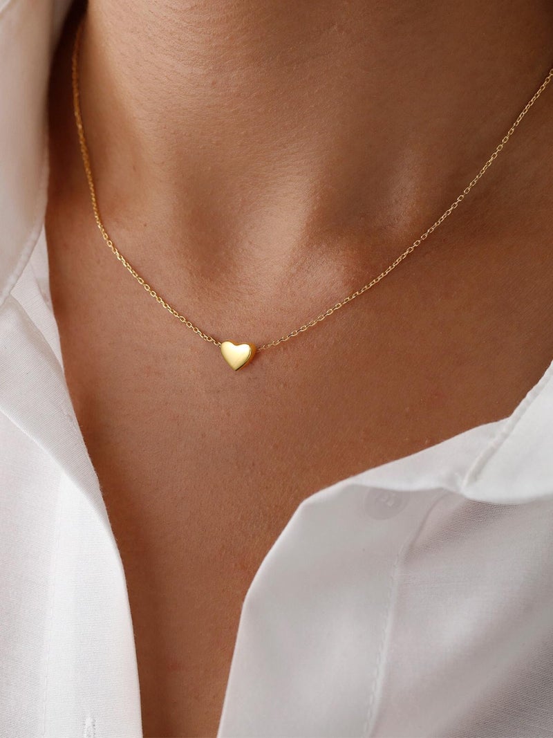 ChicSilver قلادة قلب صغيرة من الفضة الاسترلينية مطلية بالذهب عيار 18 من شيك سيلفر - قلادة حب لا نهائي أنيقة للنساء - قلادة عيد الميلاد - Image 2
